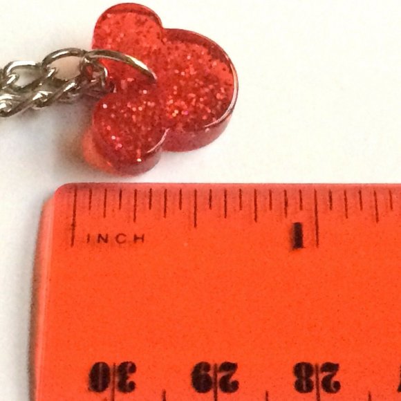 Silver Disney Mickey Mouse Ears Necklace 20" Walt Disneyana World Red Plated - Picture 9 of 9